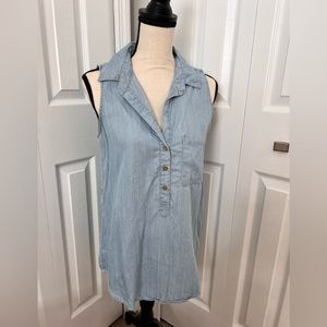 Chambray Button Down Blouse by Velvet & Heart
